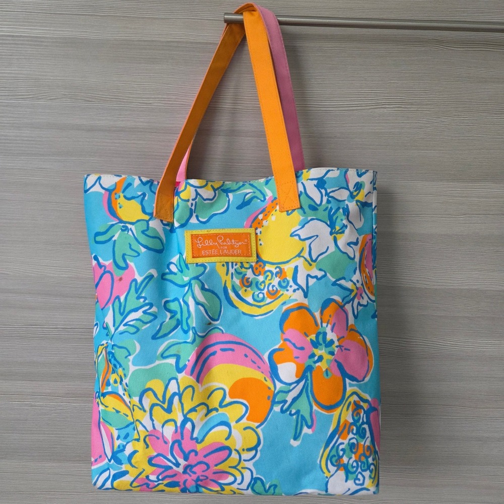 Lilly Pulitzer Estee Lauder Tote Bag Womens OS Multicolor Floral Canvas Beach